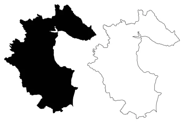 Louth Megyei Tanács (Ír Köztársaság, Írország megye) térkép vektor illusztráció, firka vázlat Louth ma — Stock Vector