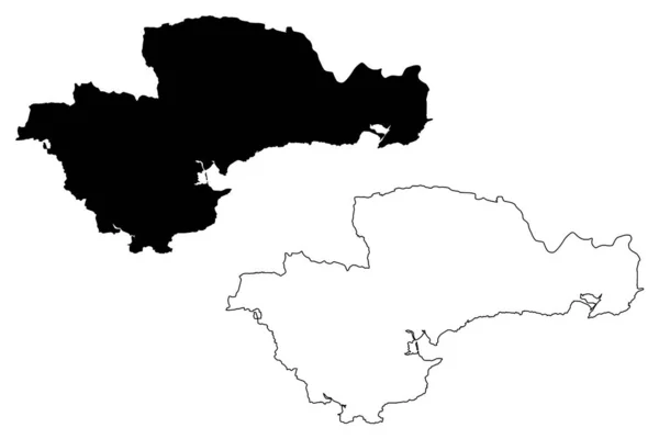 Waterford Şehir ve İlçe Konseyi (İrlanda Cumhuriyeti, İrlanda Eyaletleri) harita vektör çizimi, Waterford ma çizimi — Stok Vektör