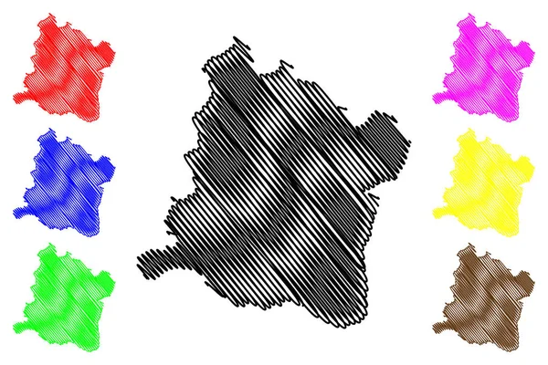 Província de Varna (República da Bulgária, Províncias da Bulgária) mapa ilustração vetorial, rabisco esboço Varna okrug mapa —  Vetores de Stock