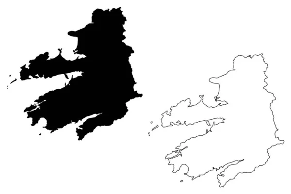 Kerry County Council (Republic of Ireland, Counties of Ireland) mapa vector illustration, scribble sketch Kerry ma — Archivo Imágenes Vectoriales