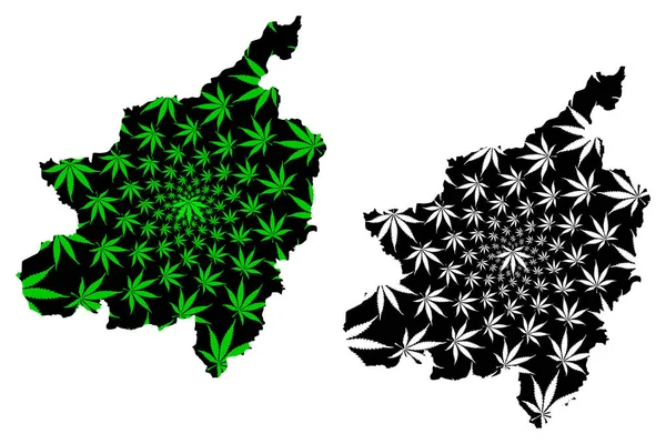 Phitsanulok Province (Kingdom of Thailand, Siam, Provinces of Thailand) map is designed cannabis leaf green and black, Phitsanulok map made of marijuana (marihuana, THC) foliag — Archivo Imágenes Vectoriales