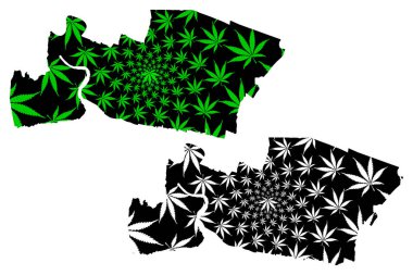 Samut Prakan İli (Tayland Krallığı, Siam, Tayland Eyaletleri) haritası kenevir yaprağı yeşil ve siyah, Samut Prakan haritası marihuana (marihuana, Thc) yapraklarından yapılmıştır.