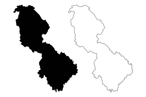 Leitrim County Council (República da Irlanda, Condados da Irlanda) mapa ilustração vetorial, rabisco esboço Leitrim ma —  Vetores de Stock