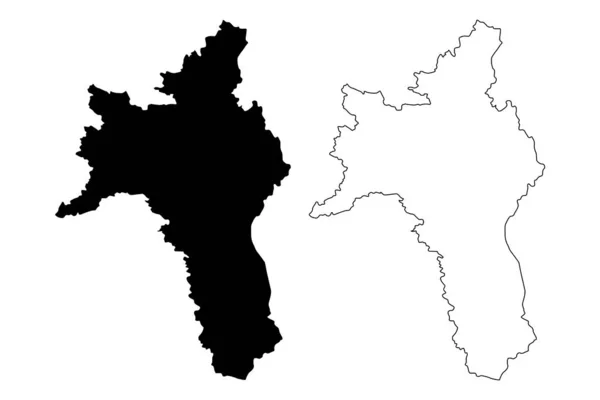 Roscommon County Council (Republic of Ireland, Counties of Ireland) térkép vektor illusztráció, firka vázlat Roscommon ma — Stock Vector
