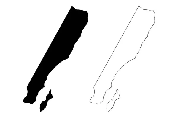 アッシュ・シャキーヤ南州(オマーンのスルタン、オマーンの総督)地図ベクトル図、スケッチブルなスケッチ南東部州知事地図 — ストックベクタ