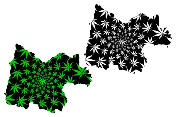 Uthai Thani Province (Kingdom of Thailand, Siam, Provinces of Thailand) map is designed cannabis leaf green and black, Uthai Thani map made of marijuana (marihuana, THC) foliag — Vector de stock