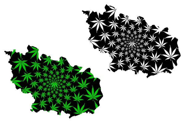 Bac Ninh Prowincja (Socjalistyczna Republika Wietnamu, Podrejony Wietnamu) mapa jest zaprojektowany konopi zielonych i czarnych, Tinh Bac Ninh mapa wykonana z marihuany (marihuana, Thc) foliag — Wektor stockowy