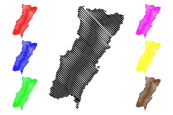 Mount Lebanon Governorate (República Libanesa, Governorates of Lebanon) map vector illustration, scribble sketch Mount Lebanon ma —  Vetores de Stock