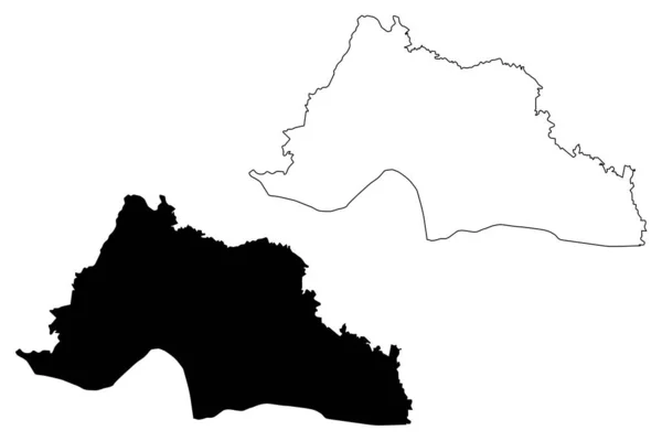 Карта округа Гранд-Геде (графства Либерия, Республика Либерия), каракули — стоковый вектор