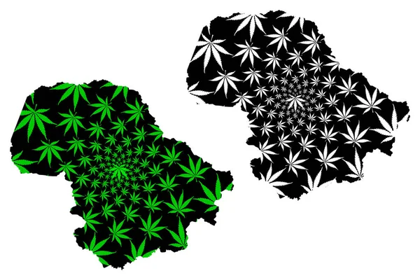 Província de Dak Lak (República Socialista do Vietnã, Subdivisões do Vietnã) mapa é projetado folha de cannabis verde e preto, Tinh Dac Nong mapa feito de maconha (maconha, THC) foliag — Vetor de Stock