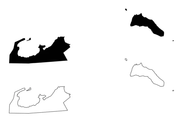 Carte géographique du gouvernorat d'Al Asimah (Koweït, gouvernorats du Koweït) illustration vectorielle, croquis croquis d'Al Kuwayt carte — Image vectorielle