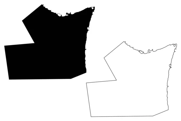 Hawalli Governorate (Estado do Kuwait, Governorates do Kuwait) mapa ilustração vetorial, scribble esboço Hawalli mapa — Vetor de Stock