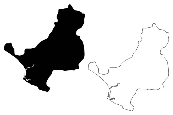 Montserrado County (Condados da Libéria, República da Libéria) mapa ilustração vetorial, rabisco esboço Montserrado mapa —  Vetores de Stock