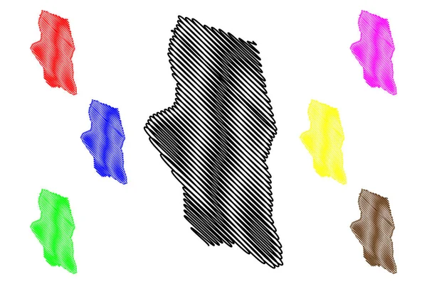 가트 지구 (리비아 의 지구, 리비아, 페잔) 지도 벡터 일러스트, 낙서 스케치 야트지도 — 스톡 벡터