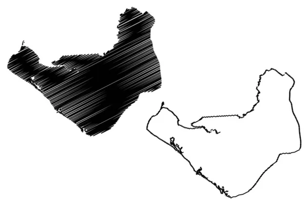 Departamento de Chinandega (República de Nicaragua, Departamentos de Nicaragua) mapa vector ilustración, boceto garabato Chinandega (NI-CI) ma — Archivo Imágenes Vectoriales