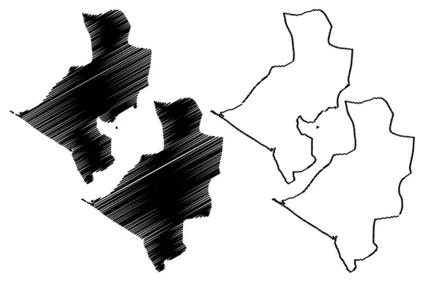 Leon Departmanı (Nikaragua Cumhuriyeti, Nikaragua departmanları) harita vektör çizimi, çizim Leon (Ni-Le) haritası — Stok Vektör