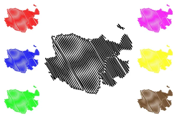 Kassel City República Federal Alemanha Hesse Mapa Ilustração Vetorial Esboço —  Vetores de Stock