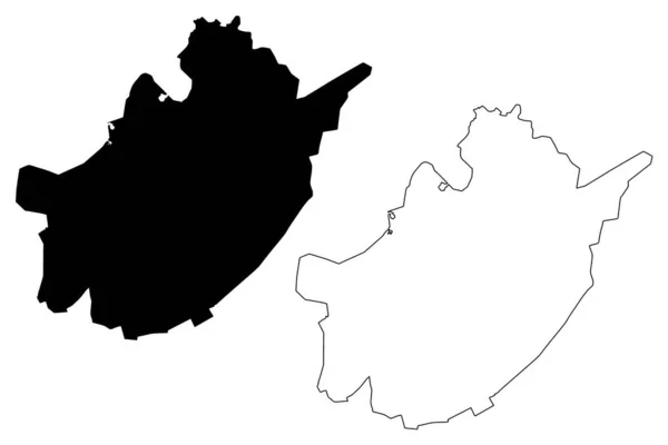 Ciudad Jodhpur República India Rajastán Estado Mapa Vector Ilustración Boceto — Vector de stock