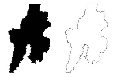 Bekasi Şehri (Endonezya Cumhuriyeti, Java Adası) harita vektör illüstrasyonu, çizim şehri Bekasi haritası