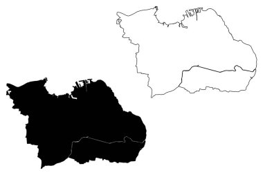 Surabaya Şehri (Endonezya Cumhuriyeti, Java Adası) harita vektör ilüstrasyonu, çizim şehri Surabaya haritası