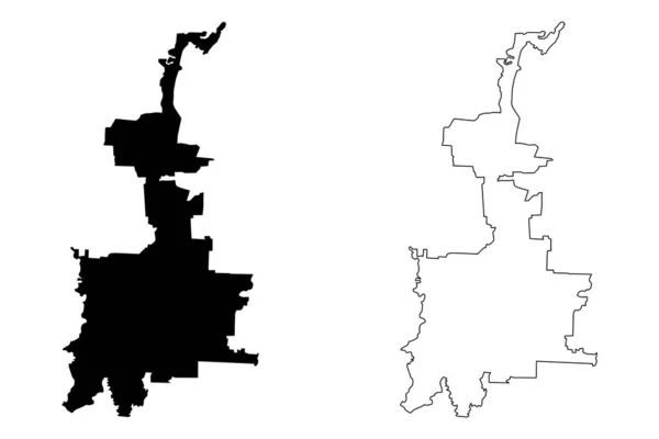 Medan City República Indonésia Ilha Sumatra Mapa Ilustração Vetorial Esboço — Vetor de Stock