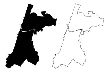 Tel Aviv Şehri (İsrail Devleti) harita vektör illüstrasyonu, çizim şehri Tel Aviv-Yafo haritası
