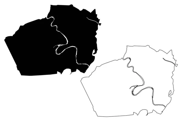 バグダッド市 イラク共和国 バグダッド州 地図ベクトル図 スケッチブック バグダッド市地図 — ストックベクタ