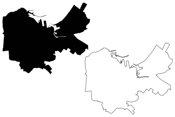Haifa City Stát Izrael Mapa Vektorové Ilustrace Načmáraný Náčrt Mapa — Stockový vektor
