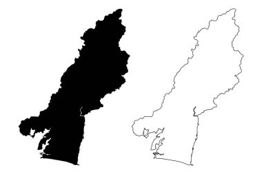 Hamamatsu Şehri (Japonya Eyaleti, ada ülkesi, Shizuoka Bölgesi) harita vektör ilüstrasyonu, Hamamatsu harita şeması