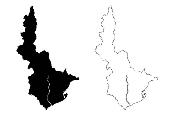 Cidade Shizuoka Estado Japão País Insular Região Chubu Mapa Ilustração —  Vetores de Stock