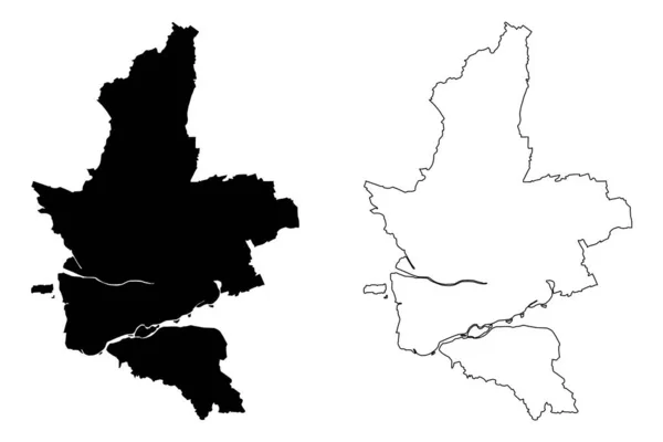 Kumamoto City State Japan Island Country Kyushu Region Map Vector — 스톡 벡터