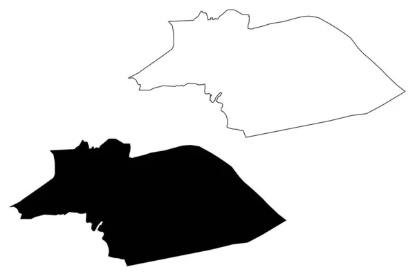 Векторная Иллюстрация Карты Города Зарка Иорданское Хашимитское Королевство Каракули — стоковый вектор