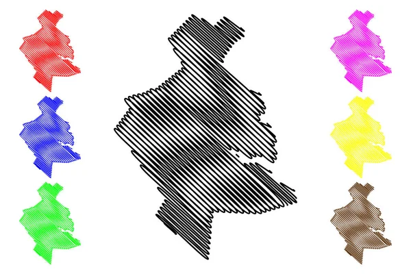 Subotica City República Sérvia Distrito Vojvodina Mapa Ilustração Vetorial Esboço — Vetor de Stock