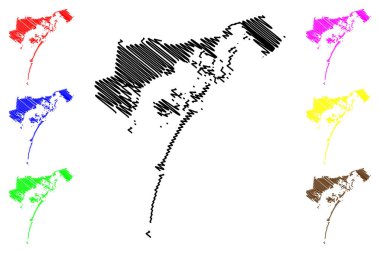 Venedik Şehri (İtalya Cumhuriyeti, İtalya, Veneto) harita vektör çizimi, çizim şehri Venezia haritası