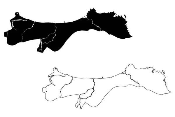 Векторная Иллюстрация Муската Султанат Оман Каракульный Эскиз Карта Муската — стоковый вектор