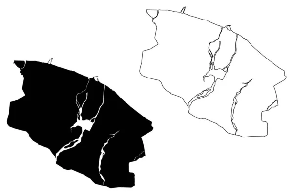 Ciudad Seeb Sultanato Omán Mapa Vector Ilustración Boceto Garabato Ciudad — Archivo Imágenes Vectoriales