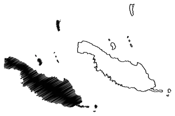 マキラ ウラワ州 ソロモン諸島 ソロモン諸島 地図ベクトル図 スケッチブックマキラ ウラワ州 サンクリストバル — ストックベクタ