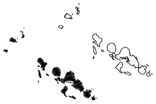 西部省 所罗门群岛 所罗门群岛 岛屿省 地图矢量图解 新格鲁吉亚 Vella Lavella Kolombangara Vangunu — 图库矢量图片