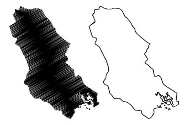 Cetinje Belediyesi (Karadağ, Karadağ Belediyeleri) harita vektör çizimi, eski Kraliyet Başkenti Çetince 'nin (Royal Town) krokisini çiz