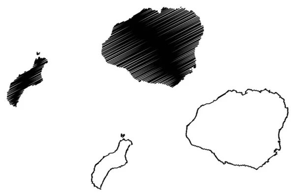Kauai County Hawaii County United States America Usa Archipiélago Map — Vector de stock