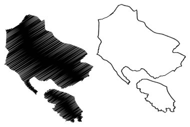 Herceg Novi Belediyesi (Karadağ, Karadağ Belediyeleri) harita vektör çizimi, çizim Herceg Novi haritası