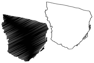 Marowijne İlçesi (Surinam, Surinam) harita vektör çizimi, çizim Marowijne haritası