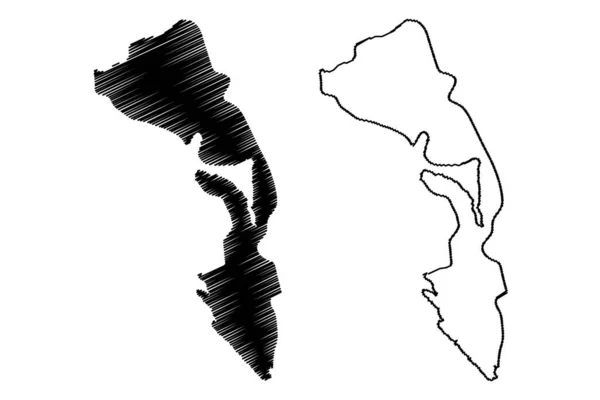 Kotor Obec Černá Hora Obce Černá Hora Mapa Vektorové Ilustrace — Stockový vektor