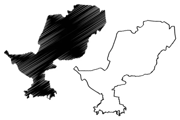 ポドゴリツァ自治体 モンテネグロ モンテネグロの自治体 地図ベクトル図 スケッチブック ポドゴリツァ首都地図 — ストックベクタ