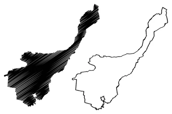 トゥジ自治体 モンテネグロ モンテネグロの自治体 地図ベクトル図 スケッチブック トゥジ地図 — ストックベクタ