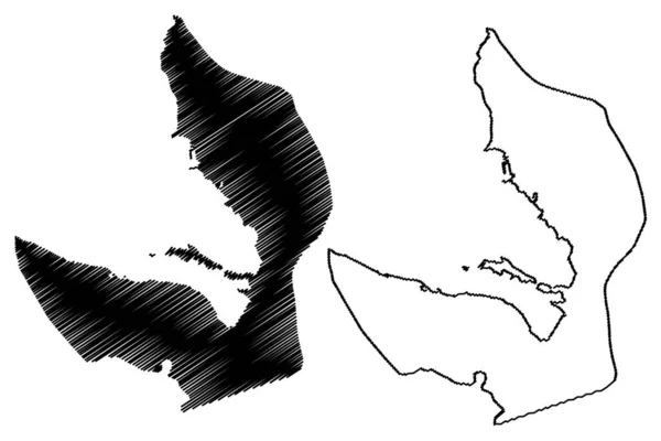 Gmina Tivat Czarnogóra Gminy Czarnogóra Mapa Wektor Ilustracja Skecz Bazgroły — Wektor stockowy