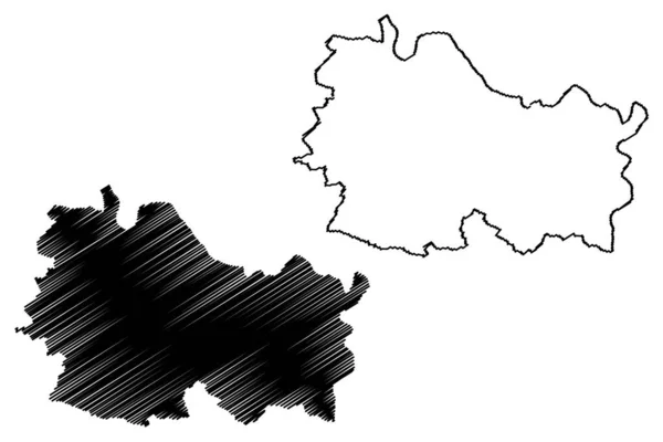 Kanton Echternach Groothertogdom Luxemburg Administratieve Afdelingen Kaartvector Illustratie Krabbelschets Kaart — Stockvector