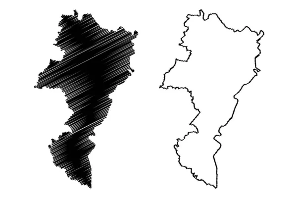 Grevenmacher District Μεγάλο Δουκάτο Του Λουξεμβούργου Χάρτη Διανυσματική Απεικόνιση Scribble — Διανυσματικό Αρχείο