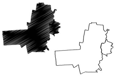 Battambang Şehri (Kamboçya Krallığı, Kamboçya) harita vektör çizimi, çizim şehri Krong Battambang haritası
