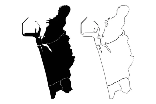 Colombo City República Socialista Democrática Sri Lanka Provincia Occidental Mapa — Archivo Imágenes Vectoriales